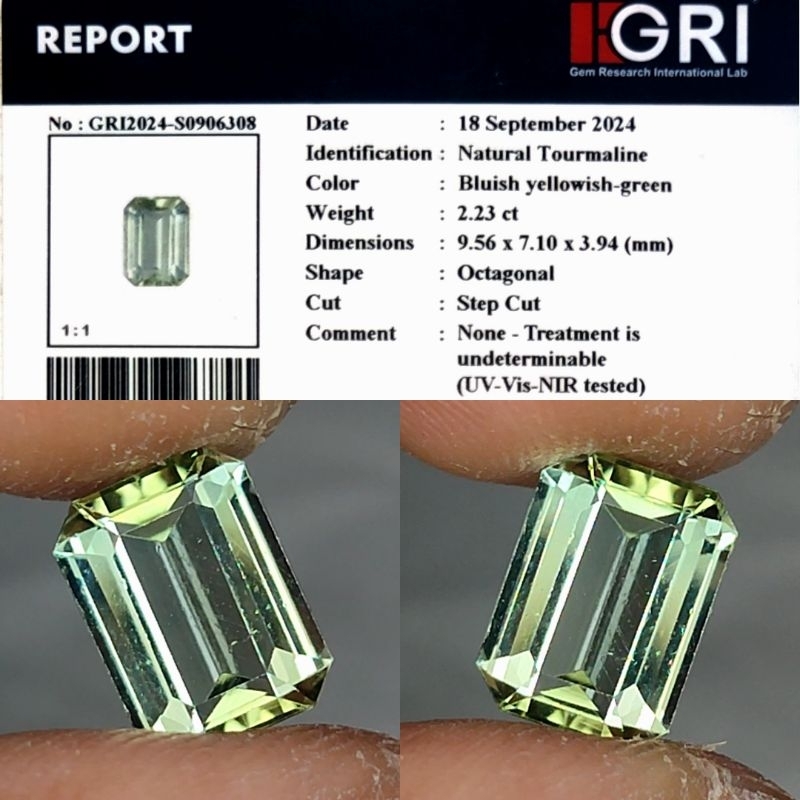 Natural Green Tourmaline Tricolor 2.2ct GRI Material Loupe Clean Top Crystall Full Luster Gemericik 