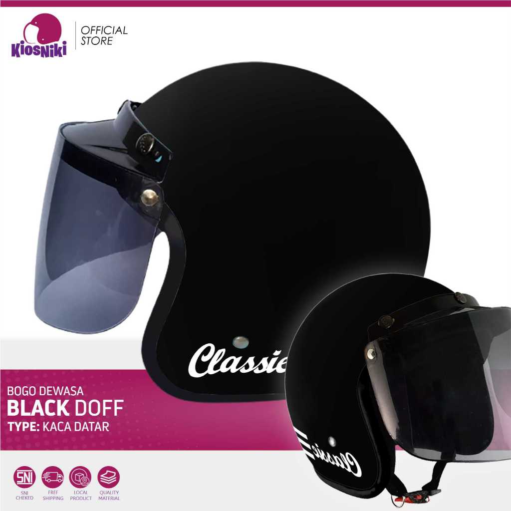HELM BOGO DEWASA REMAJA SNI KACA FLAT DATAR PRIA WANITA HIJAB VARIASI WARNA DOFF