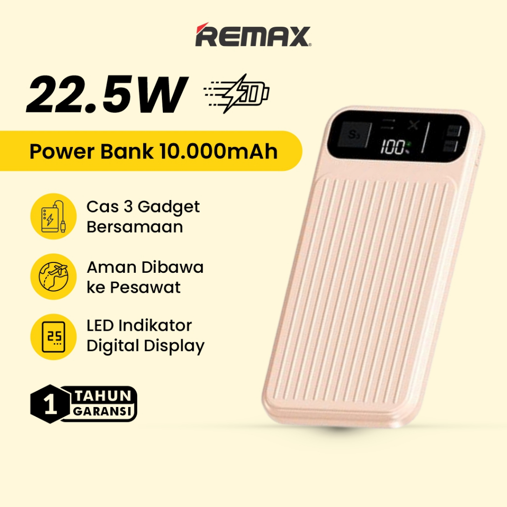 Powerbank Remax Power Bank 10000Mah 22.5W+20W With Led Display RPP-125 Termurah Ori