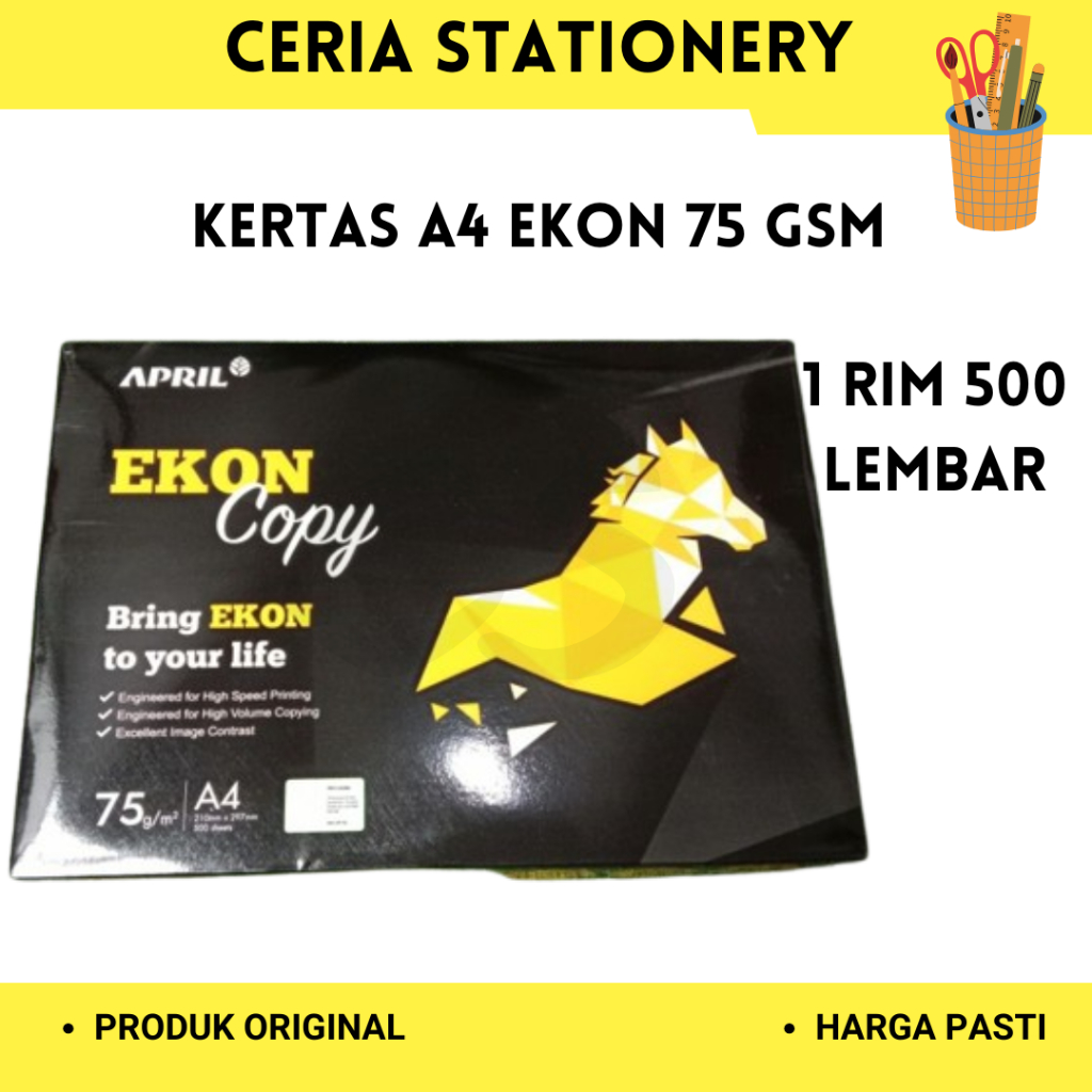 

Kertas HVS April Ekon A4 75 Gsm / 1 Rim 500 Lembar / HVS 75 Gram