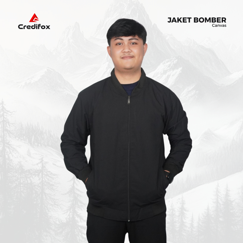 CREDIFOX Jaket bomber bahan katun canvas premium -  jaket bomber canvas - jaket bomber canvas unisex