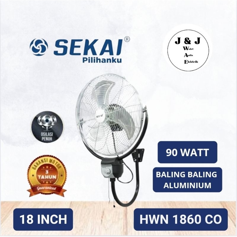 SEKAI METAL KIPAS ANGIN DINDING 18" SEKAI WF-1860 KIPAS ANGIN WALL FAN SEKAI 100% TEMBAGA