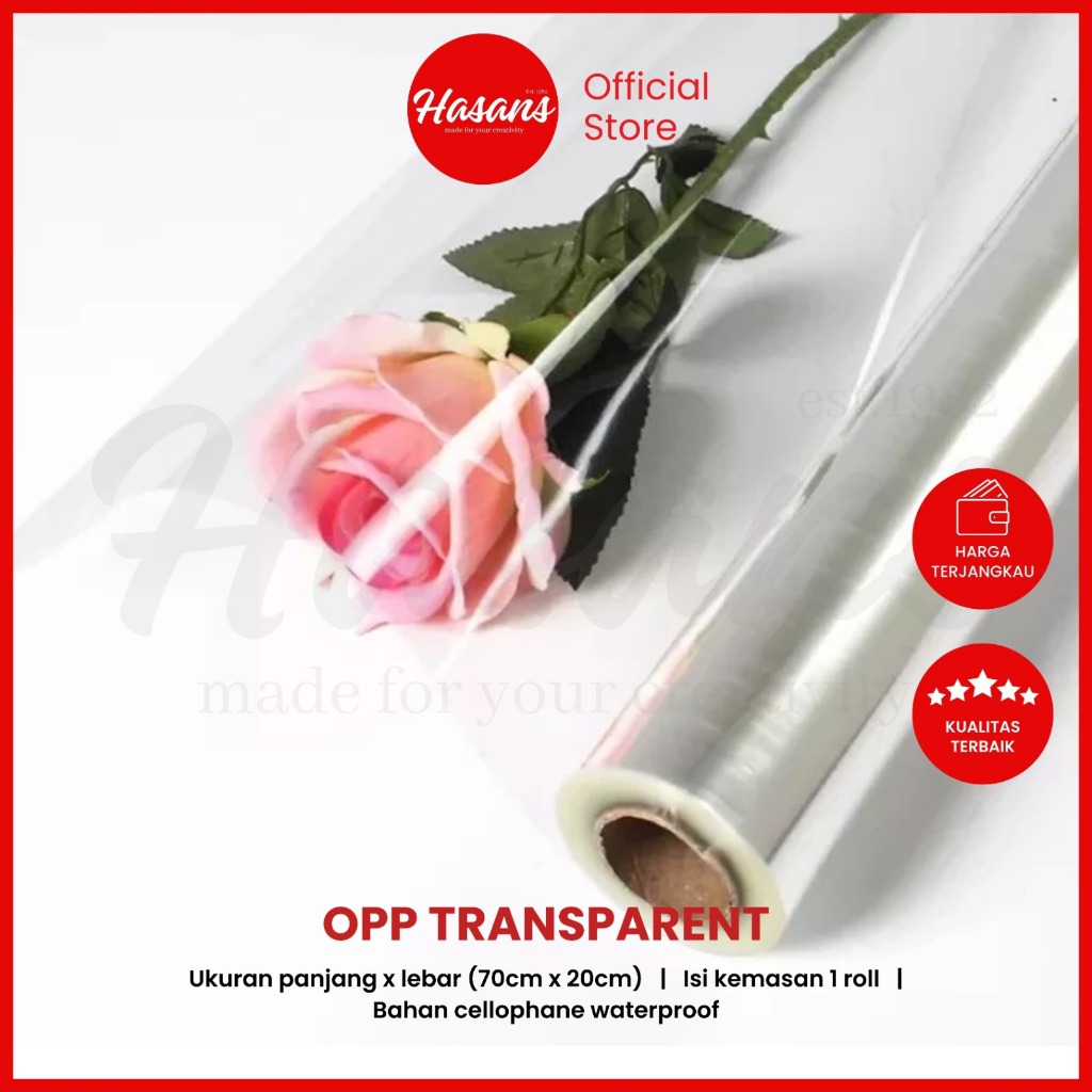

PO PRE ORDER / [1 Roll] Kertas Buket Bunga Bening Transparan / Kertas Plastik Bunga / Flower Wrapping Paper Transparent / Opp Transparent 70Cm*20Cm