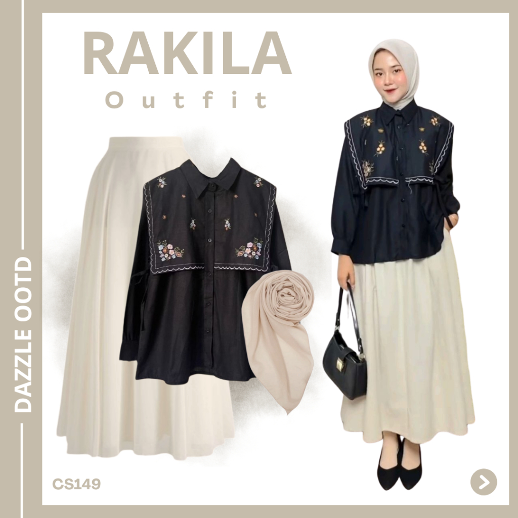 One Set Rok Wanita Korean Stye (Blouse Luce, Rok Payung, Hijab) Outfit Kuliah Kekinian CS149