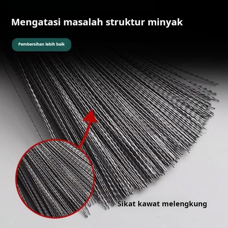 Sikat Panci Stainless Steel Sikat Panci Gagang Panjang Rumah Tangga Dapat Digantung Untuk