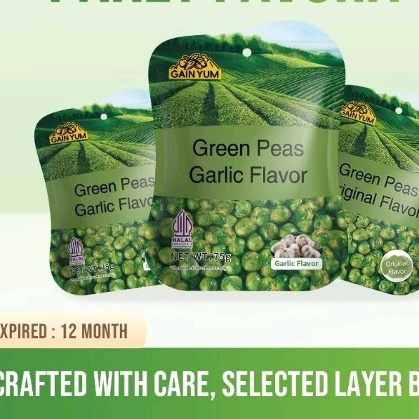 

Gain Yum Kacang Polong / Green Peas Kemasan 75gr / Cemilan Kacang Polong Banyak Pilihan Rasa Kemasan 75gr