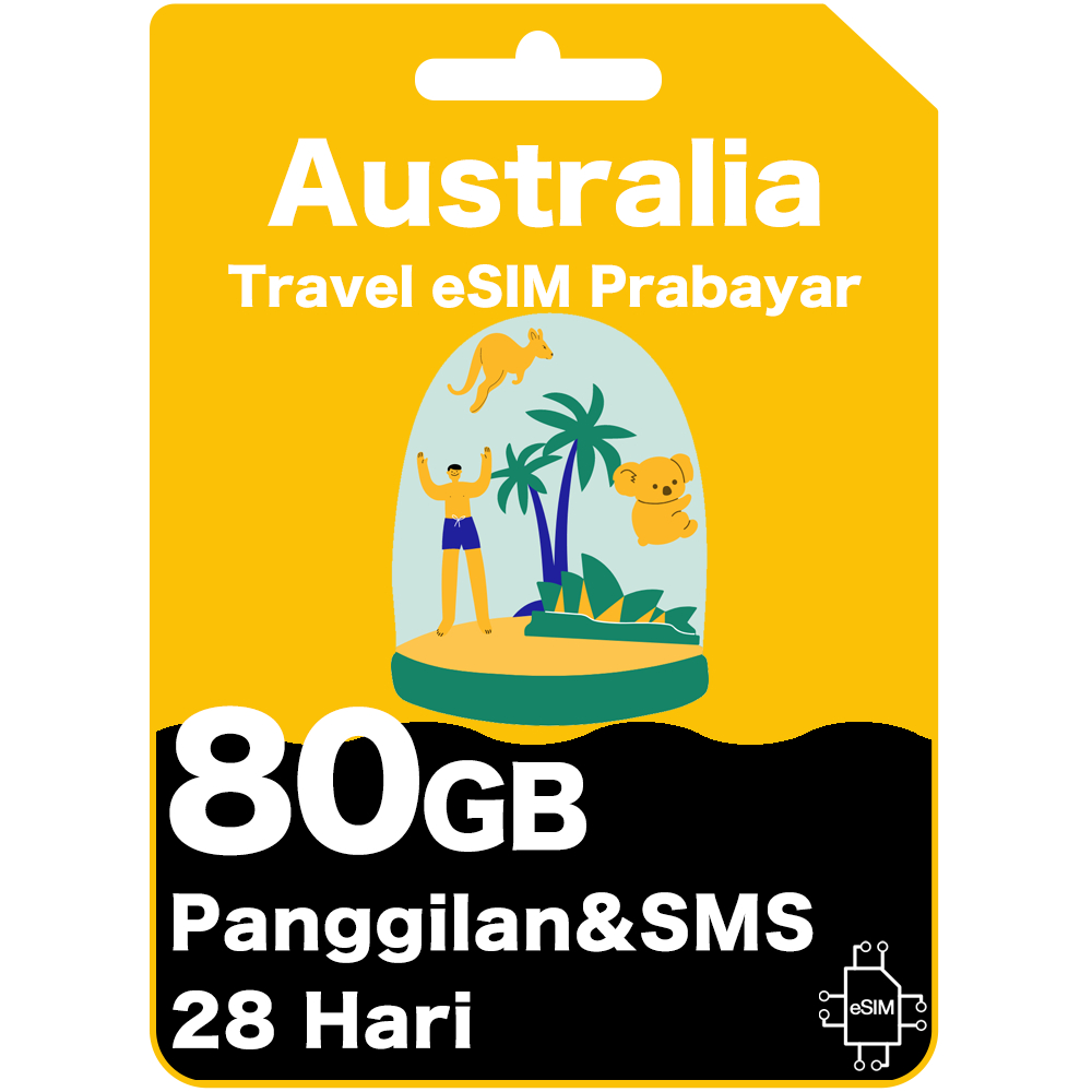 Vodafone Australia Network Prepaid eSIM 80GB Data Unlimited Call | 28 hari | 5G Speed | Langsung Akt