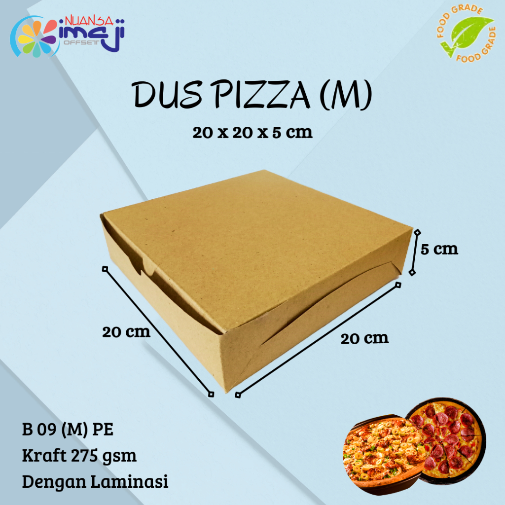 

Dus Pizza (M) B 09 Uk. 20x20x5 cm Dengan Laminasi