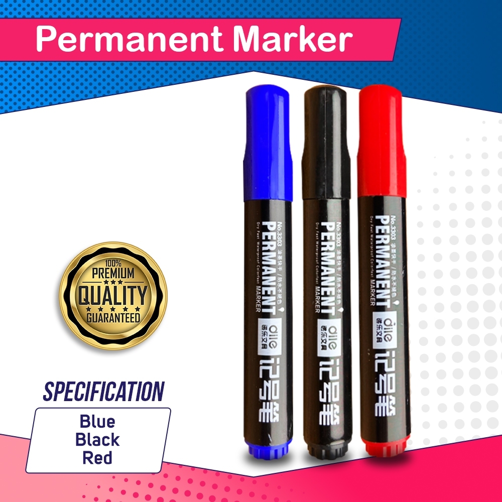 

Spidol Permanent Marker Tahan Air – Cepat Kering, Tidak Mudah Pudar | Hitam, Biru, Merah
