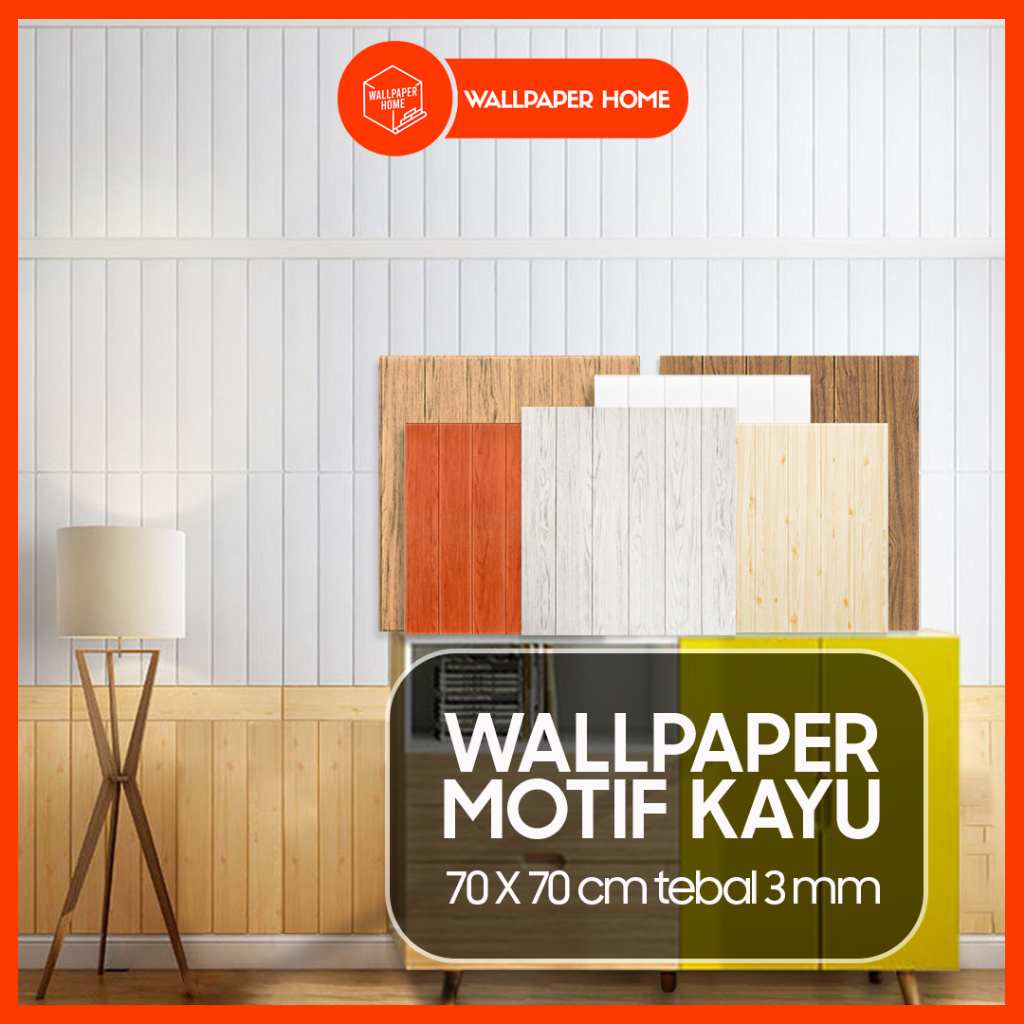 WALLPAPER HOME OFFCIAL STORE - Wallpaper Motif Kayu 70 x 70 CM Dekorasi Dinding Foam 3D Tebal SMBY
