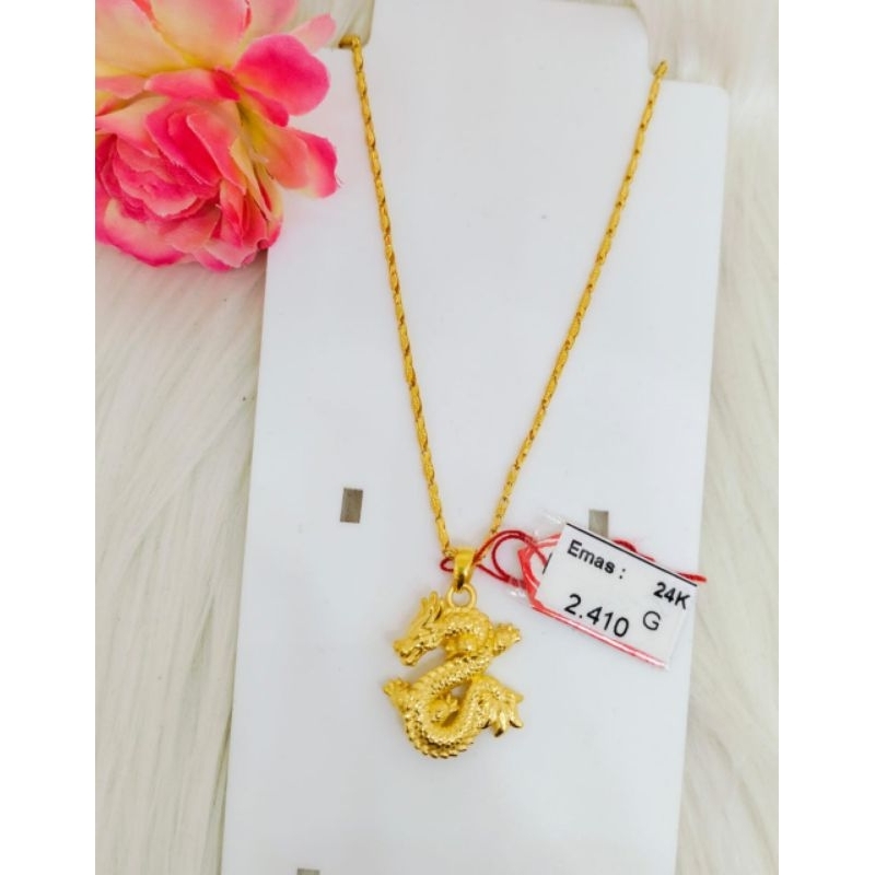 Liontin Emas Asli Naga 24K Hongkong 999%