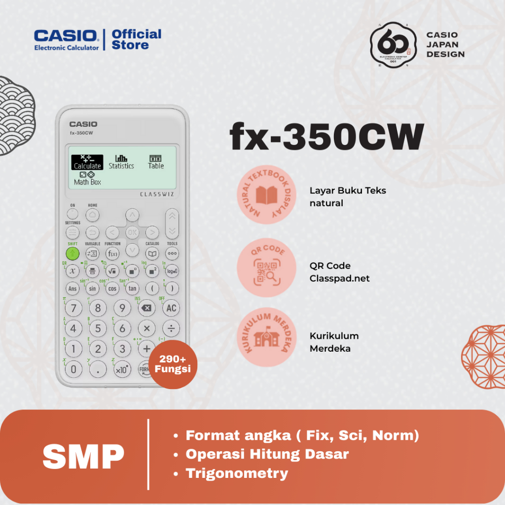 

Casio Calculator Scientific ClassWiz untuk SMP / Junior High School Trigonometry FX 350 CW - FX 350 ms - FX 82 ES