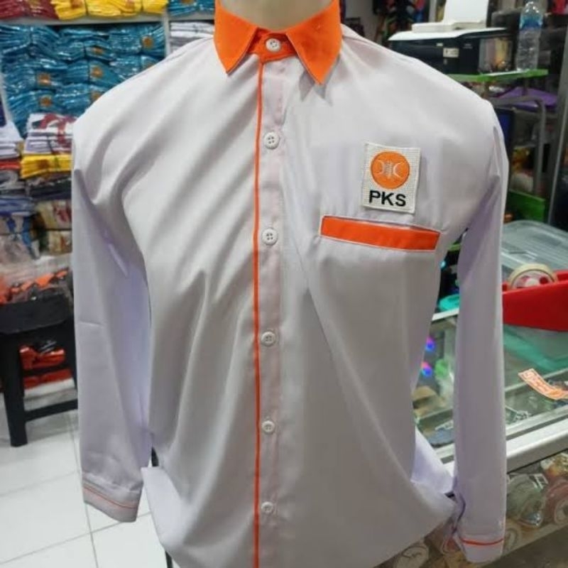 Kemeja Partai PKS Seragam PKS Krah Hitam Lengan Panjang