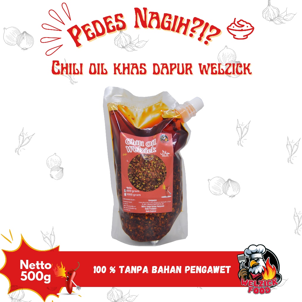 

Chili Oil Minyak Cabe Pedas Halal Citarasa Khas Dapur Welzick 500gr