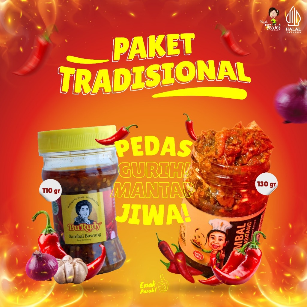 

Nyah Tewel - Paket Tradisional Sambal Bawang Bu Rudy, Sambal Kecombrang Nyah Tewel