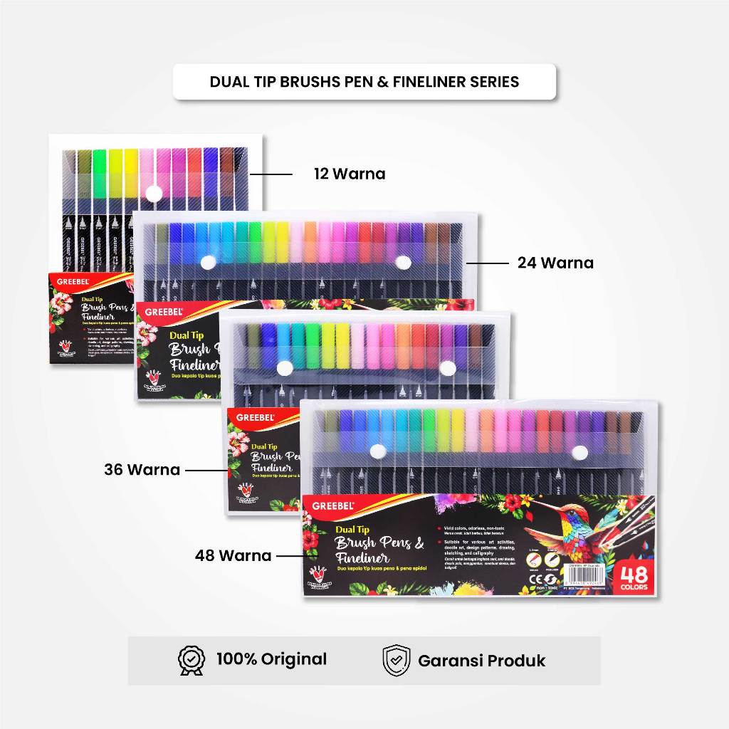 

Spidol Drawing Pen Dual TIP Brush Pen Set 12/24/36/48 Warna / Dual Tip Brush Pen Color