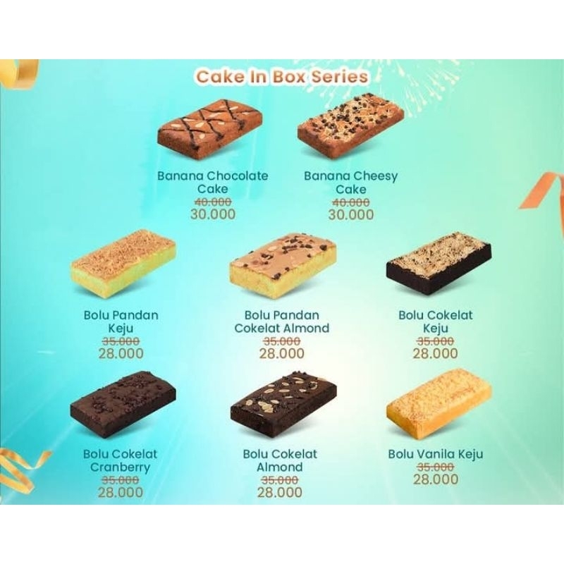 

Rumah_Sayur_Kita-cake in Box Seris/bolu/Brownies cream cheese Brownies Srikaya Pandan Brownies Choco Marbel Brownies Pink Marbel Brownies Blueberry Brownies Tiramisu Marbel Brownies Greentea Brownies Strawberry Brownies Banana Cheese
