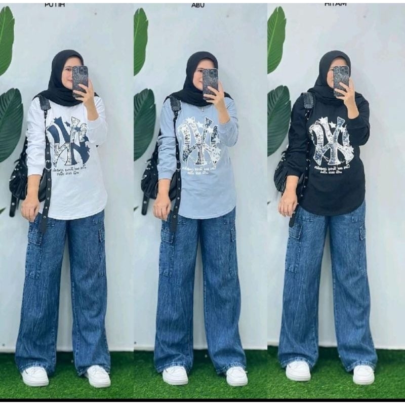 SETCEL WANITA || ONE SET WANITA ||SET WANITA MIX JEANS JUMBO ||SET CELANA WANITA SET JEANS MIX COTTO