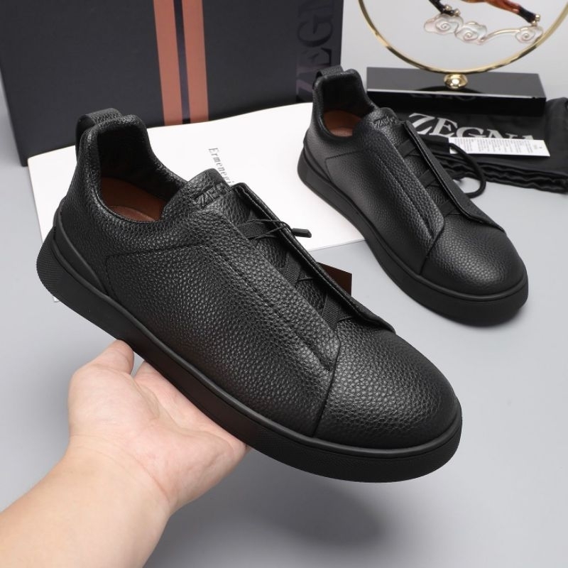 SEPATU SNEAKER PRIA BLACK LEATHER Z'90501 MIROR