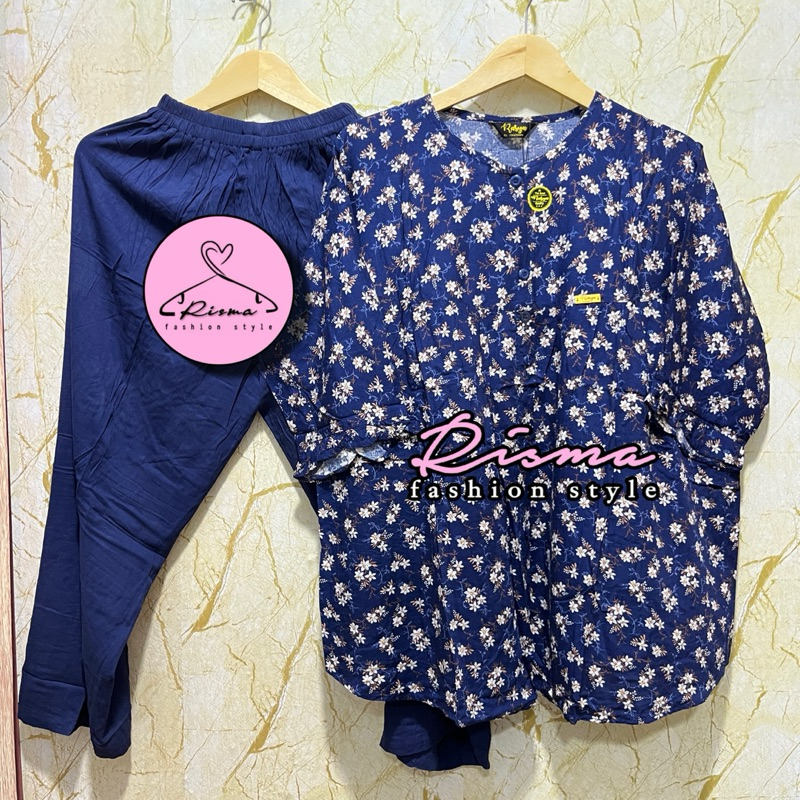 Setelan Rayon CP Pendek Nala Motif Bunga Bahan Rayon Twill Premium Model Baru