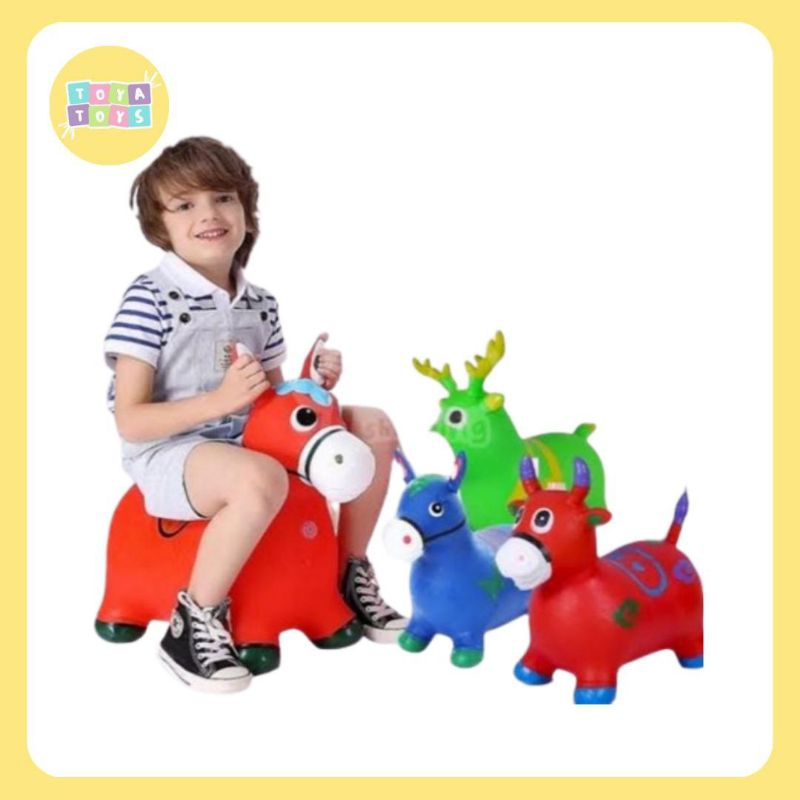 MAINAN ANAK MURAH ANIMAL JUMPING KARET POMPA - KUDA KUDAAN ANAK KARAKTER ADA MUSIKNYA