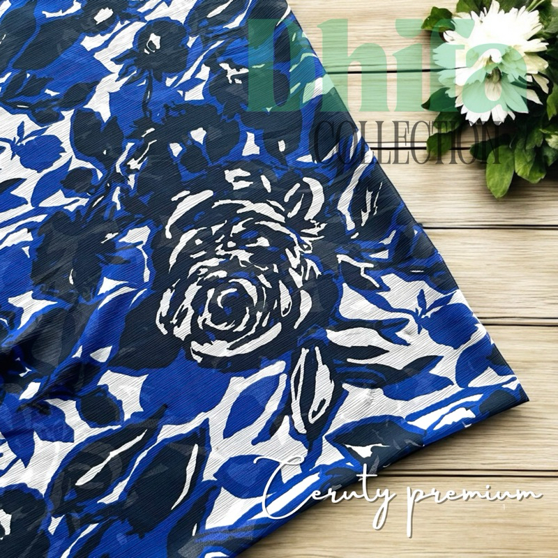 kain ceruty premium motif bunga - kain gamis