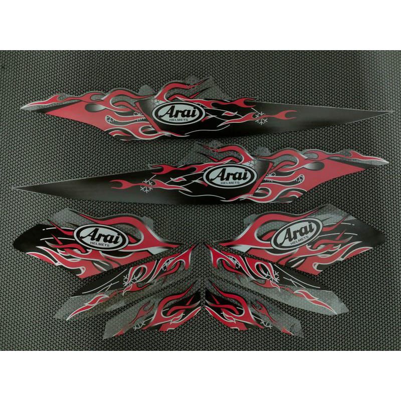 STRIPING STICKER CUSTOM PCX 160 TRANSPARAN MOTIF ARAI MERAH