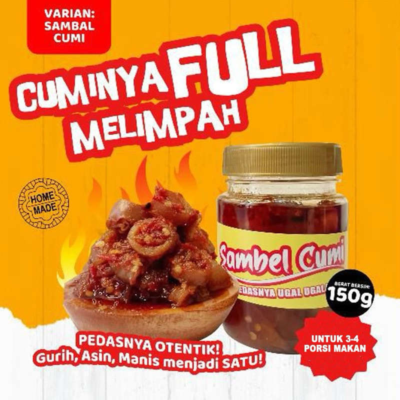 

Sambel Cumi Asin Homemade | Berat bersih 150 gr | Pedasnya ugal ugalan | Sambel pedas nagih enak puas by JAJAN YOK WEEE