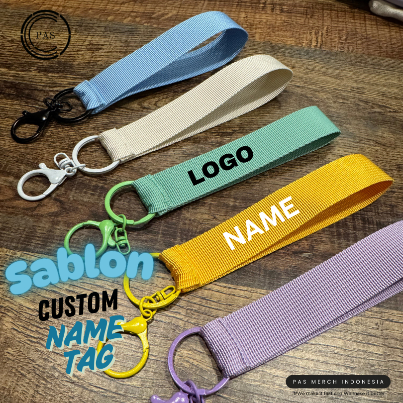

Custom name tag webbing gantungan tas warna warni
