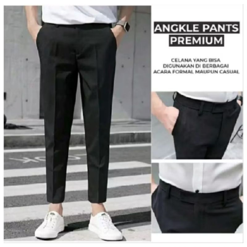 TERJANGKAU Celana Keper Pria Kain Dasar Woll Original Slim fit Kualitas Premium