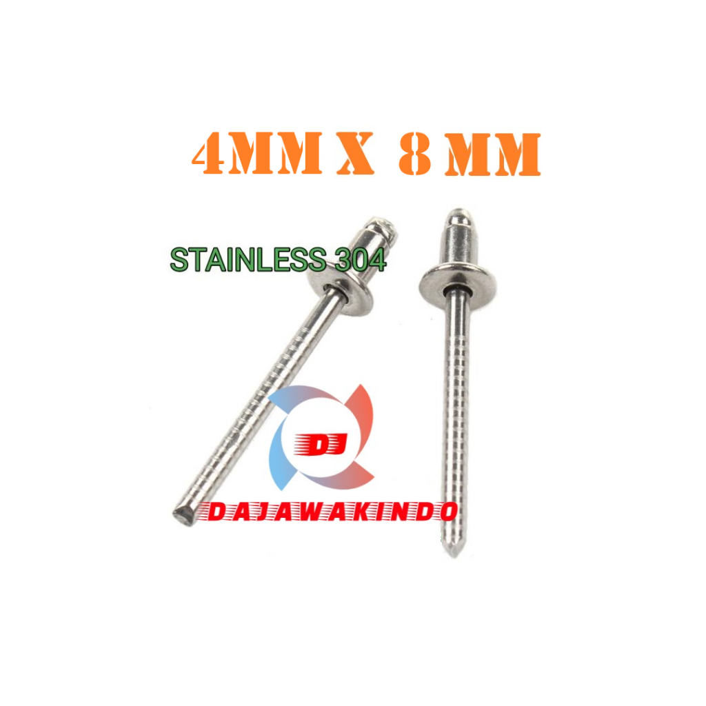 Paku Rivet 4mm x 8mm Stainless 304 / Blind Rivet Stainless 304