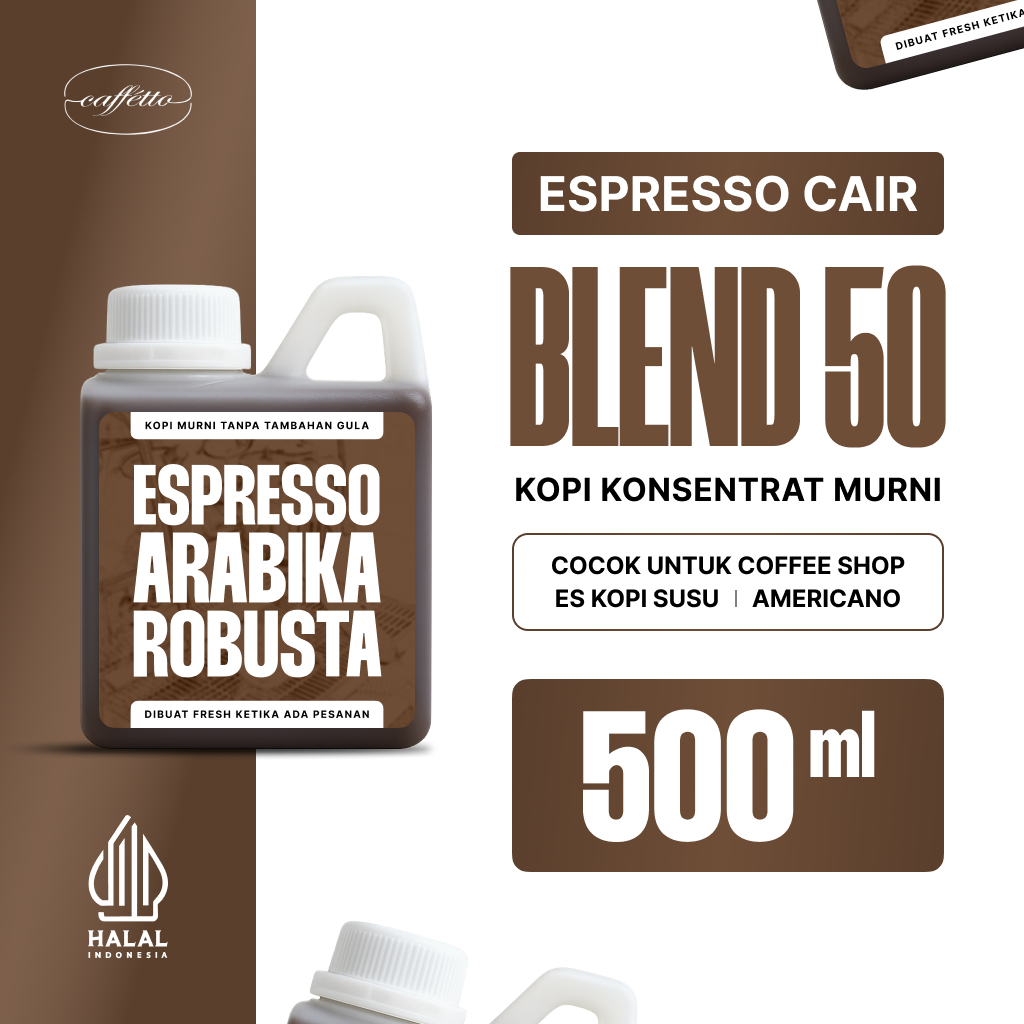 

CAFFETTO - Espresso Concentrated - Espresso Cair 100% 500ml Blend arabika robusta 5050 Pure Espresso Kopi biji bubuk ekstrak Konsentrat Murni rekomendasi espresso literan Es Kopi Susu americano kopi hitam dari bahan kopi puntang specialty
