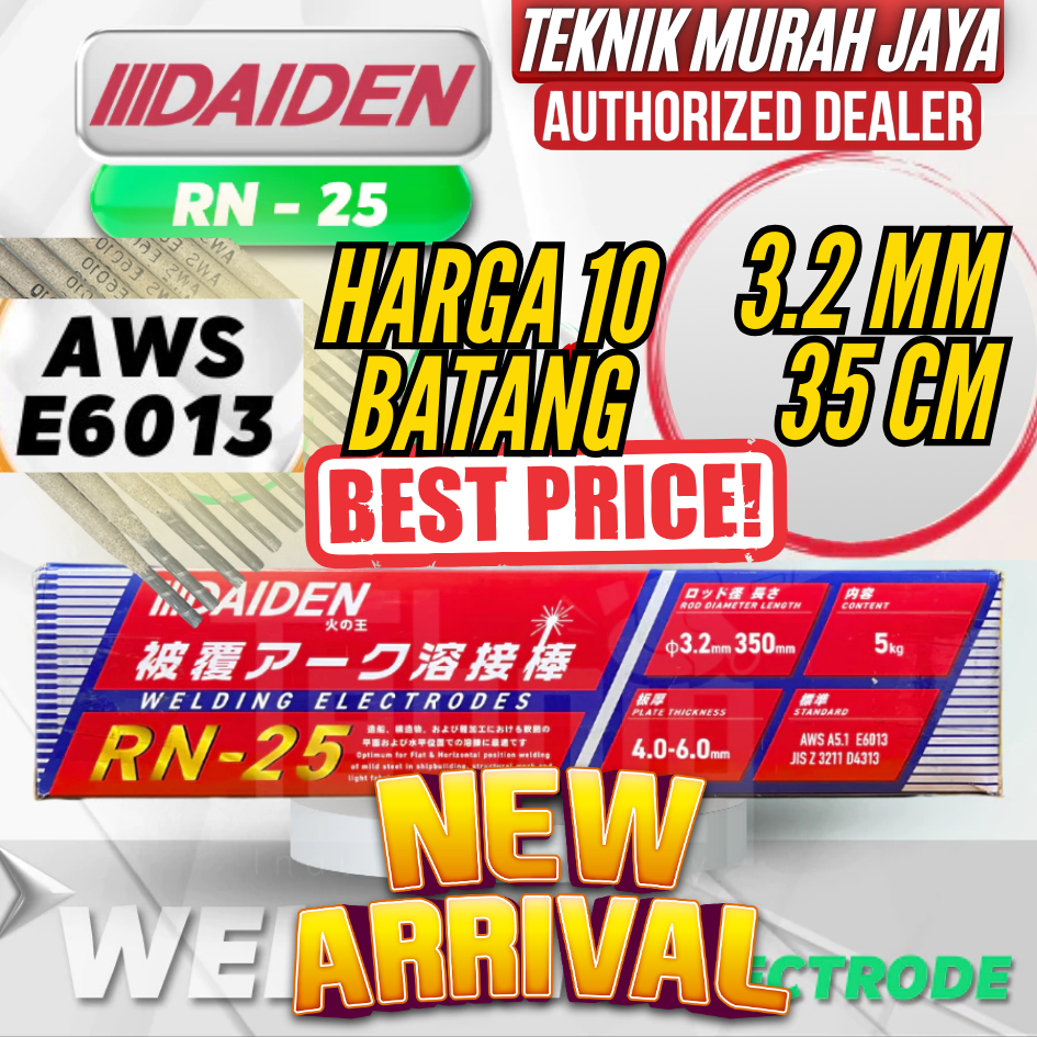 DAIDEN RN-25 Kawat Las 3.2 mm Elektroda E6013 RD260 AWS6013 Welding Electrode MMA 3,2 mm x 35 cm 350