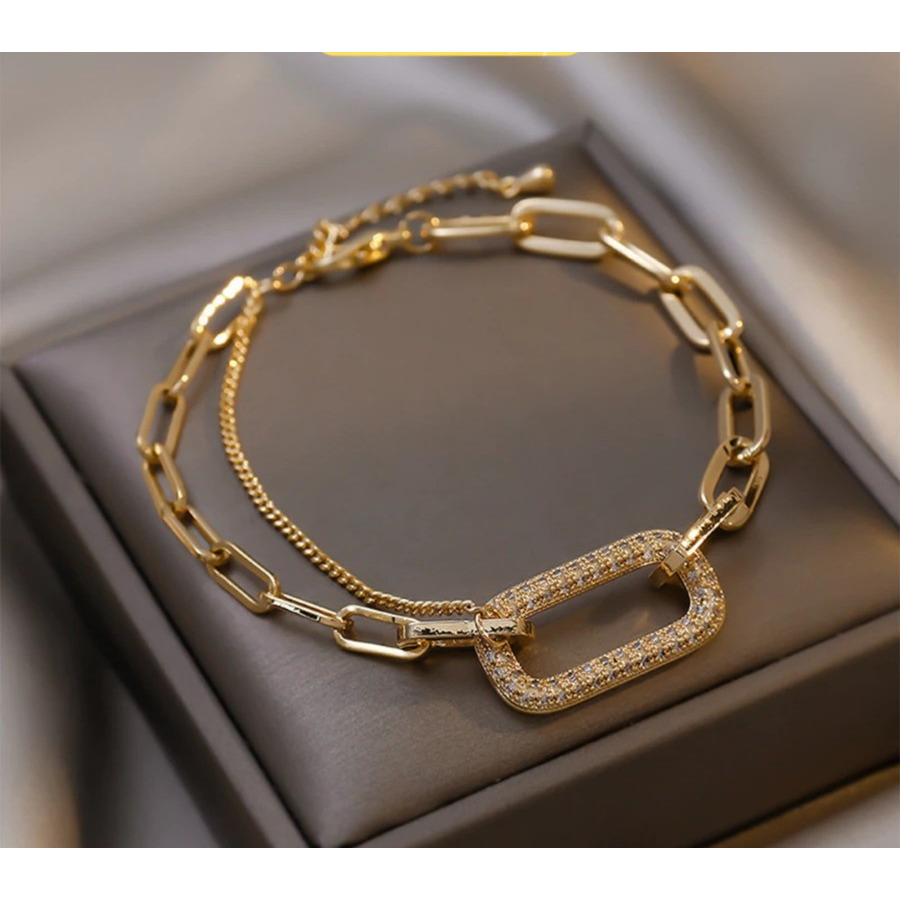 Alice - Gelang Tangan Emas Silver Rantai Perhiasan Wanita Korea