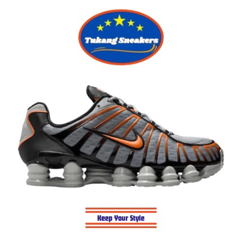 Sepatu Sneakers Pria Nike Shox TL Smoke Grey Bright Mandarin NIKAV3595011