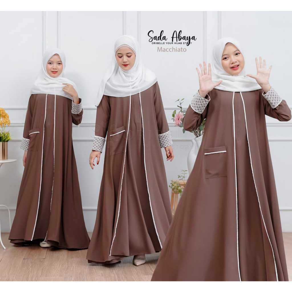 gamis anak set hijab 2024 baju lebaran anak perempuan 11–13 korea set muslim terbaik