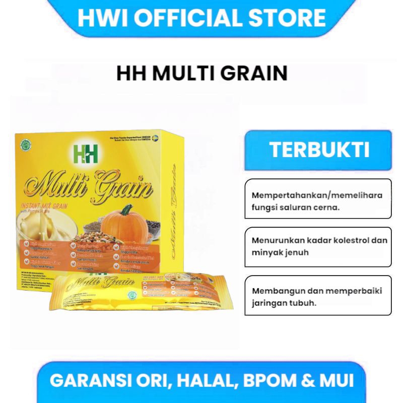 

Minuman sereal HH Multi Grain dengan campuran komposisi biji-bijian aneka warna yang tinggi serat, protein dan mineral lainnya untuk membantu pengaturan pola makan dan juga menjaga kesehatan saluran cerna. HH Multigrain merupakan sumber magnesium, kalsium