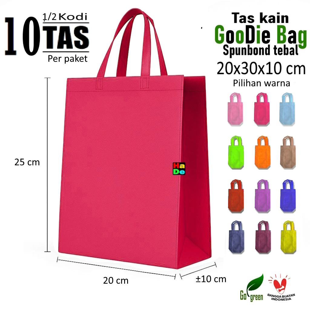 

10 pcs Tas Kain Spunbond Model HBPA S = 20x30x10 cm Goodie Bag Handle Box Press Untuk Kantong Bingkisan Belanja / Souvenir Ultah / Ulang Tahun / Pernikahan / Wedding / Promosi Toko / Hampers Mika Bisa Di kustom sablon Logo Pengganti Paper Bag / Plastik