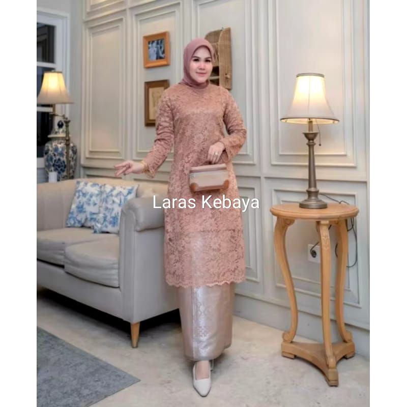 PROMO TERBARU Setelan Kebaya Tunik Brokat Rok Songket / Baju Kurung Brokat Modern / Kebaya Brokat /