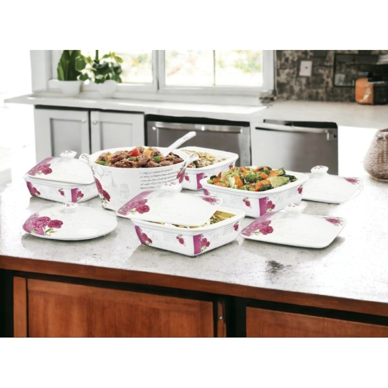 Prasmanan VICENZA, Set Wadah saji Prasmanan Porcelain, SC89 fungsi sebagai tempat nasi, tempat lauk 