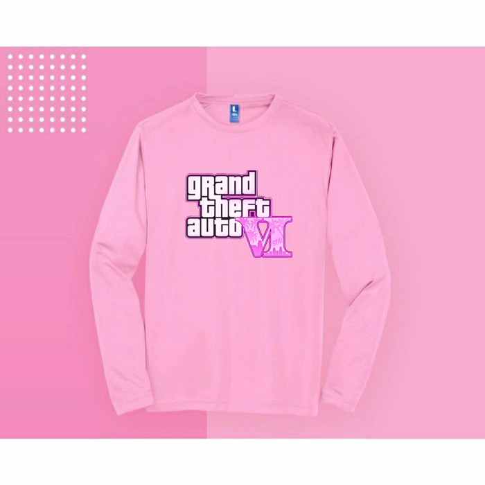 Kaos Atasan Baju wanita lengan panjang Rockstar Games GTA VI Grand Theft Auto 6