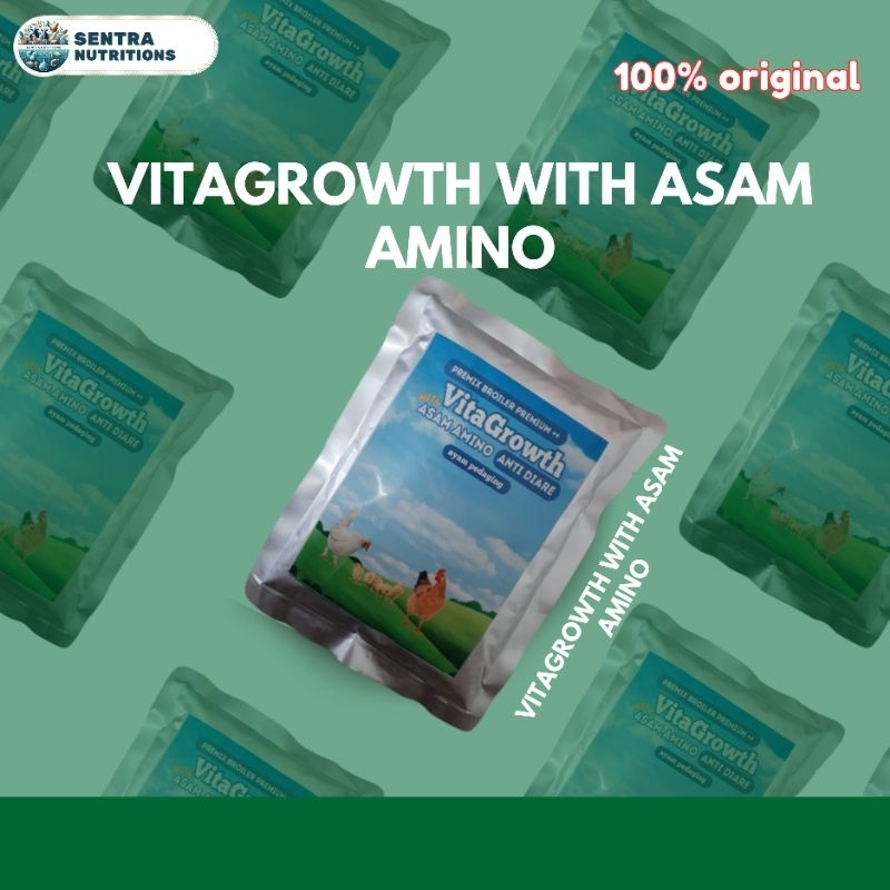 PREMIX BROILER Vitagrowth With Asam Amino 1kg---Booster Pertumbuhan Ayam Broiler, Anti diare, Vitami