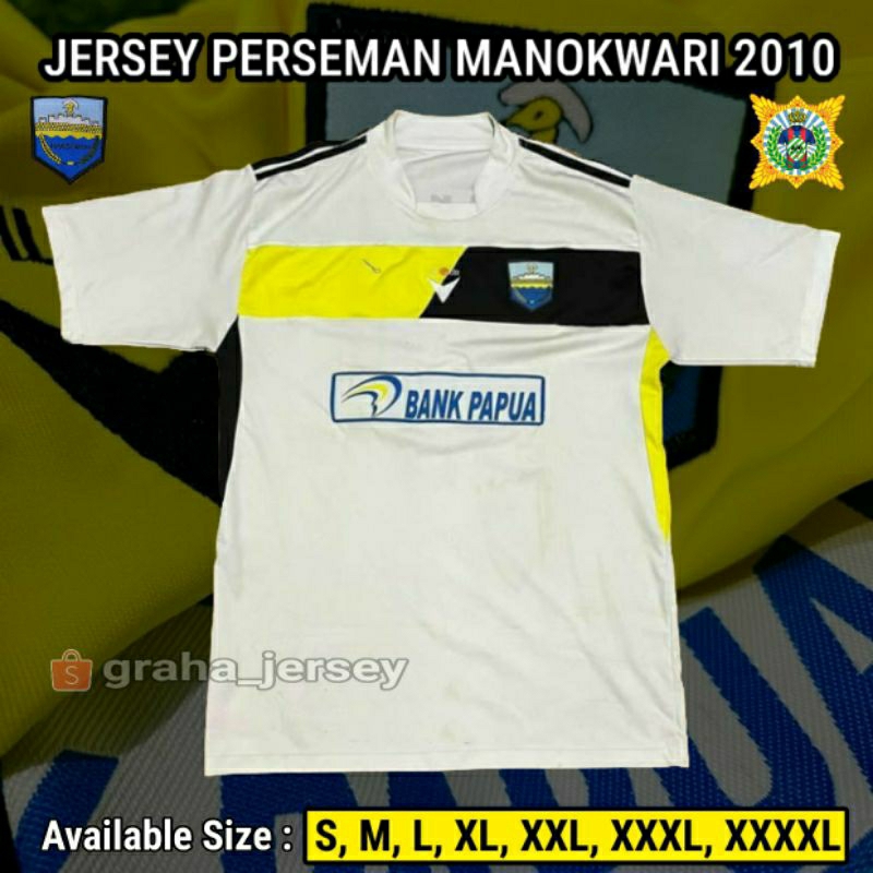 Jersey PERSEMAN Manokwari Away 2010 Putih Full PRINTING atau BORDIR Retro Remake Lokal