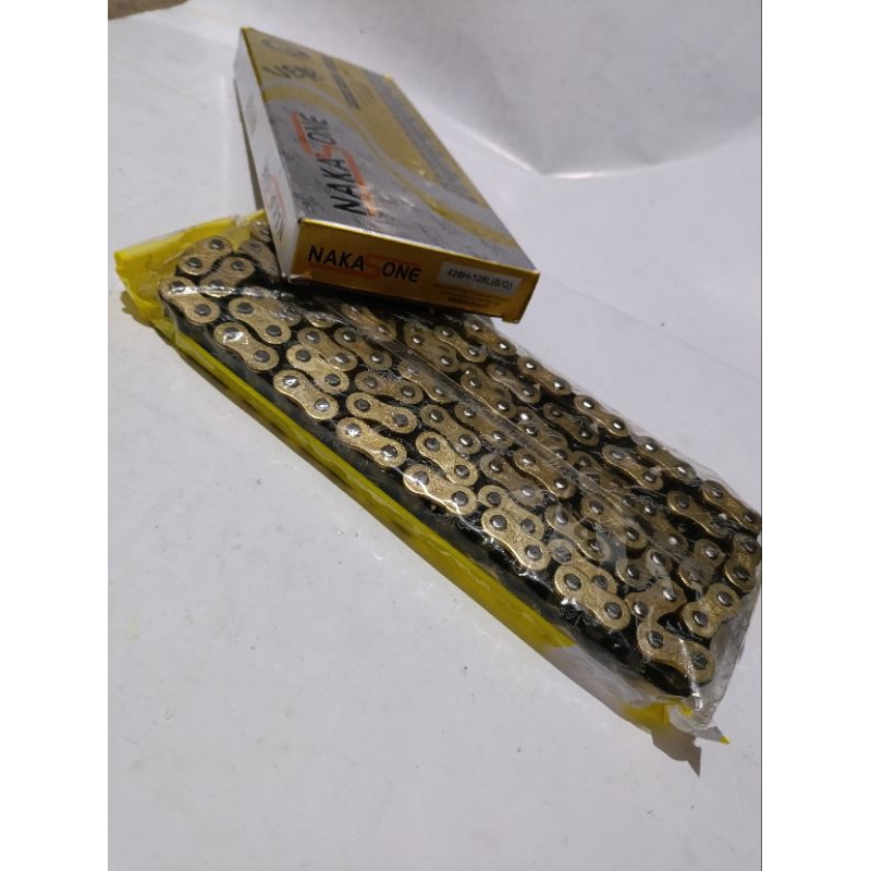 RANTE MOTOR 428H-128L GOLD/EMAS MERK NAKASONE RANTAI MOTOR UKURAN 428H-128L WARNA GOLD