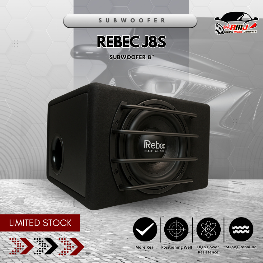 SUBWOOFER AKTIF AUDIO MOBIL / SUBWOOFER SPEAKER MOBIL / SUBWOOFER ORIGINAL REBEC J8S