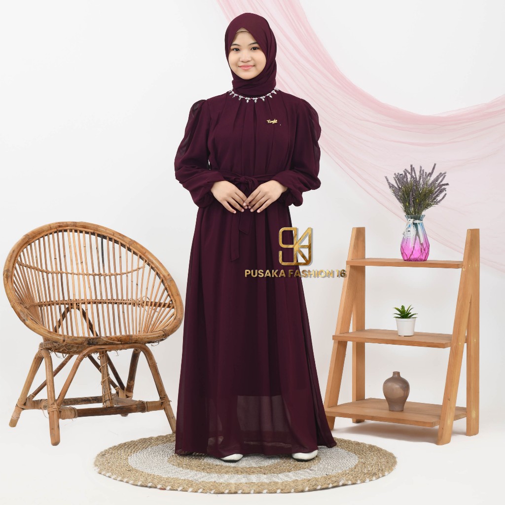 DISKON INAYA GAMIS COUPLE IBU DAN ANAK PEREMPUAN REMAJA TANGGUNG CERUTY BABYDOLL MIX PAYET WARNA