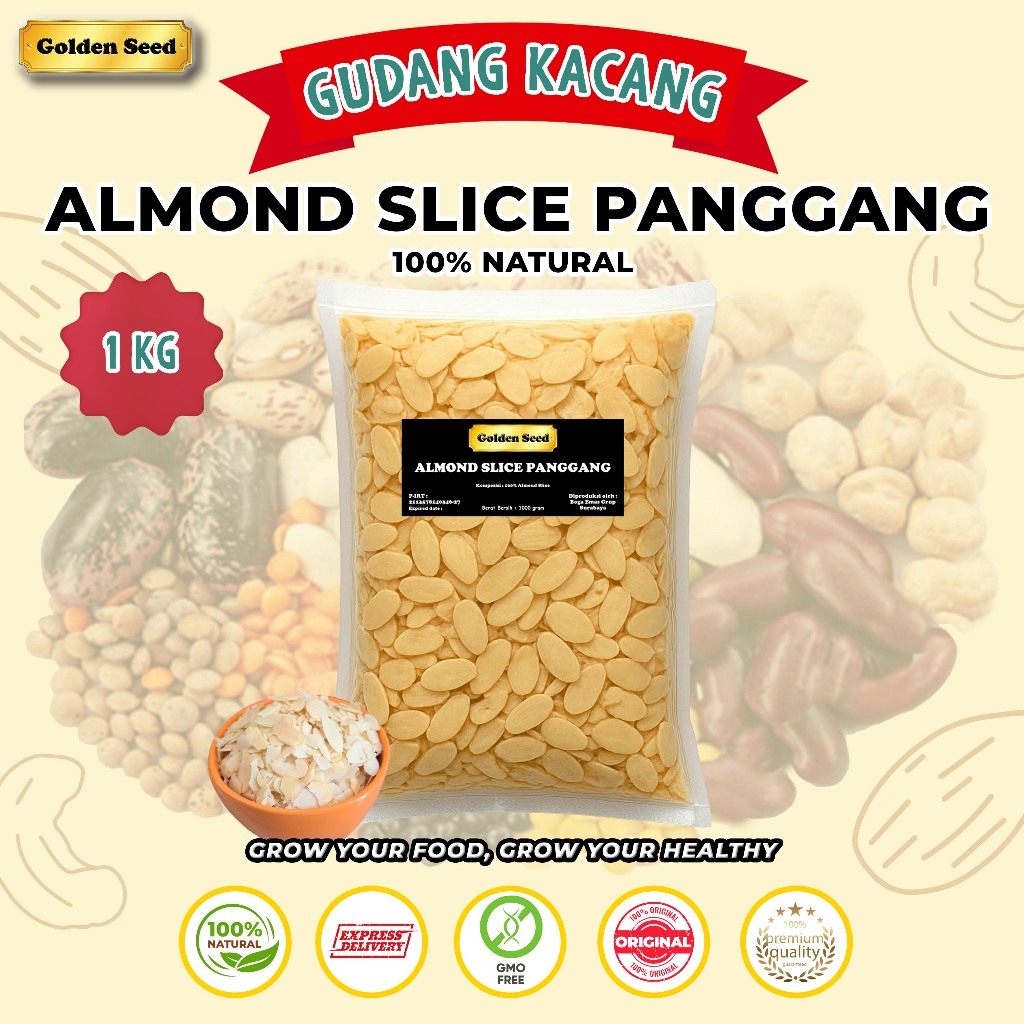 

ALMOND IRIS PANGGANG 1000 GRAM PREMIUM - ROASTED ALMOND SLICE 1000 GR / 1 KG