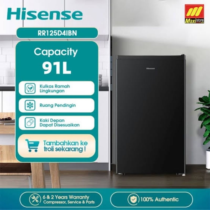 HISENSE RR125D4IBN KULKAS 1 PINTU 91 L PORTABLE RR125