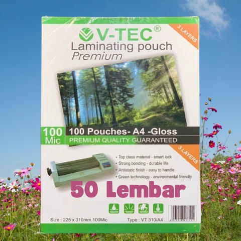 

Plastik Laminating V-TEC A4 F4 100 Micron 50 Lembar
