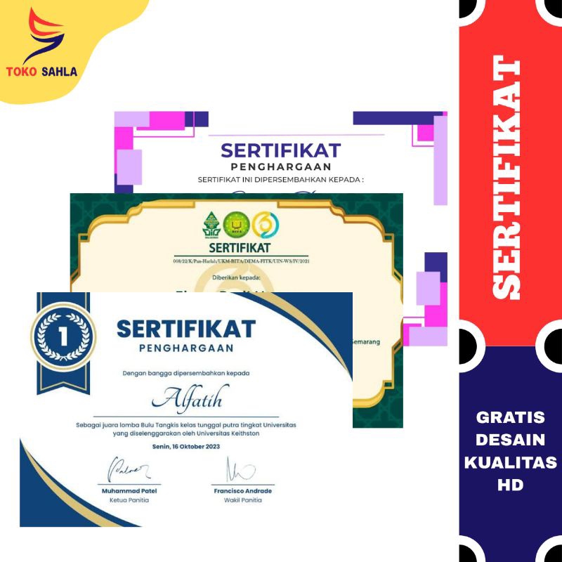 

Cetak Sertifikat / cetak piagam kertas tebal berkualitas